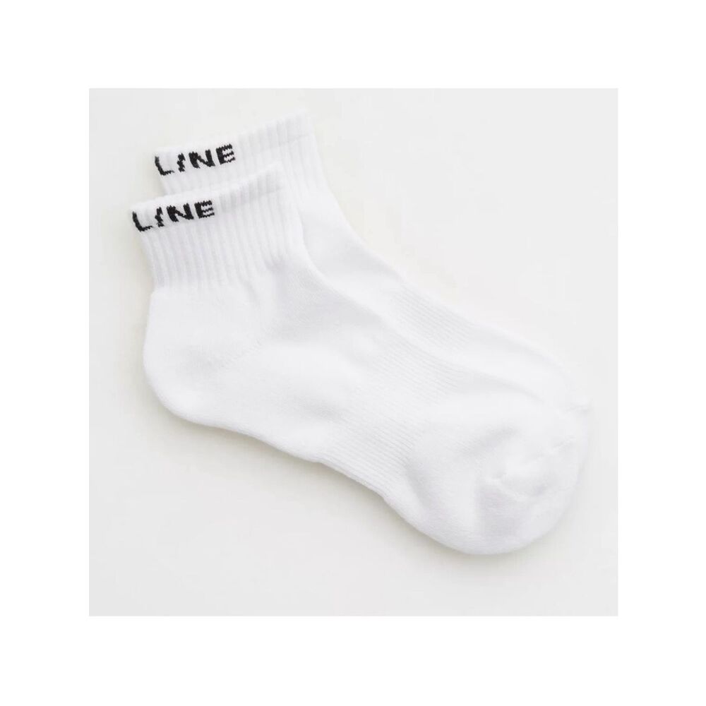 OFFLINE White Short Crew Black Back Ankle Logo Cotton Socks
